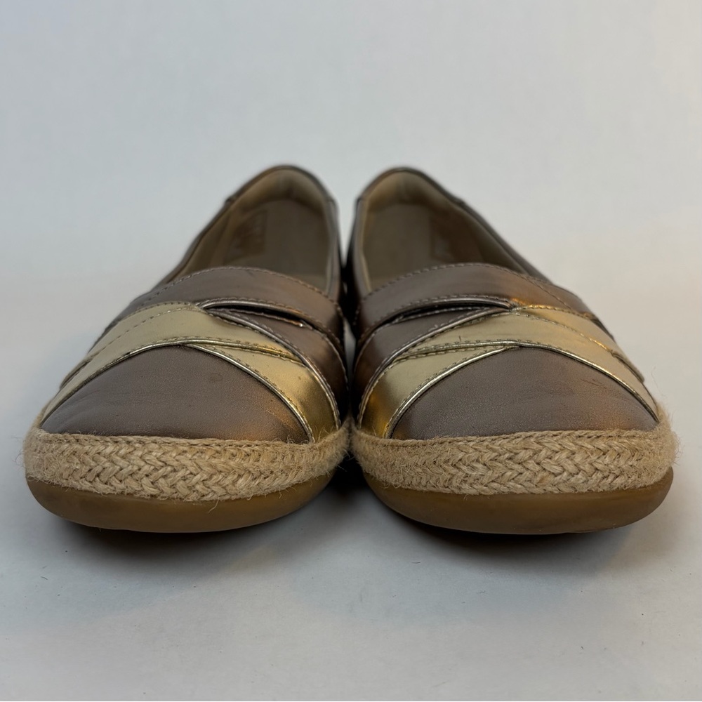 Clarks Collection Danelly Adira Metallic Espadrille Loafer Flats Pewter Gold 8.5 - Picture 5 of 15